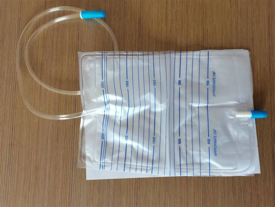 Uriinikoguja 2000ml desinfitseerides haiglakateetri drenaaži meditsiinitarveteid PVC plastist polümeeri uriinikotid
